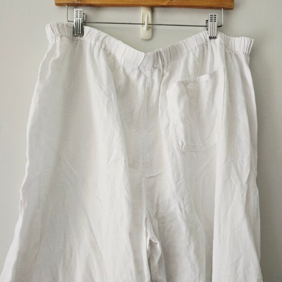 Chico's White Linen Wide Leg Pants Lagenlook Size 3 Large - Picture 7 of 9